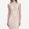 Champagne Rhinestone Cut Out Maxi Dress