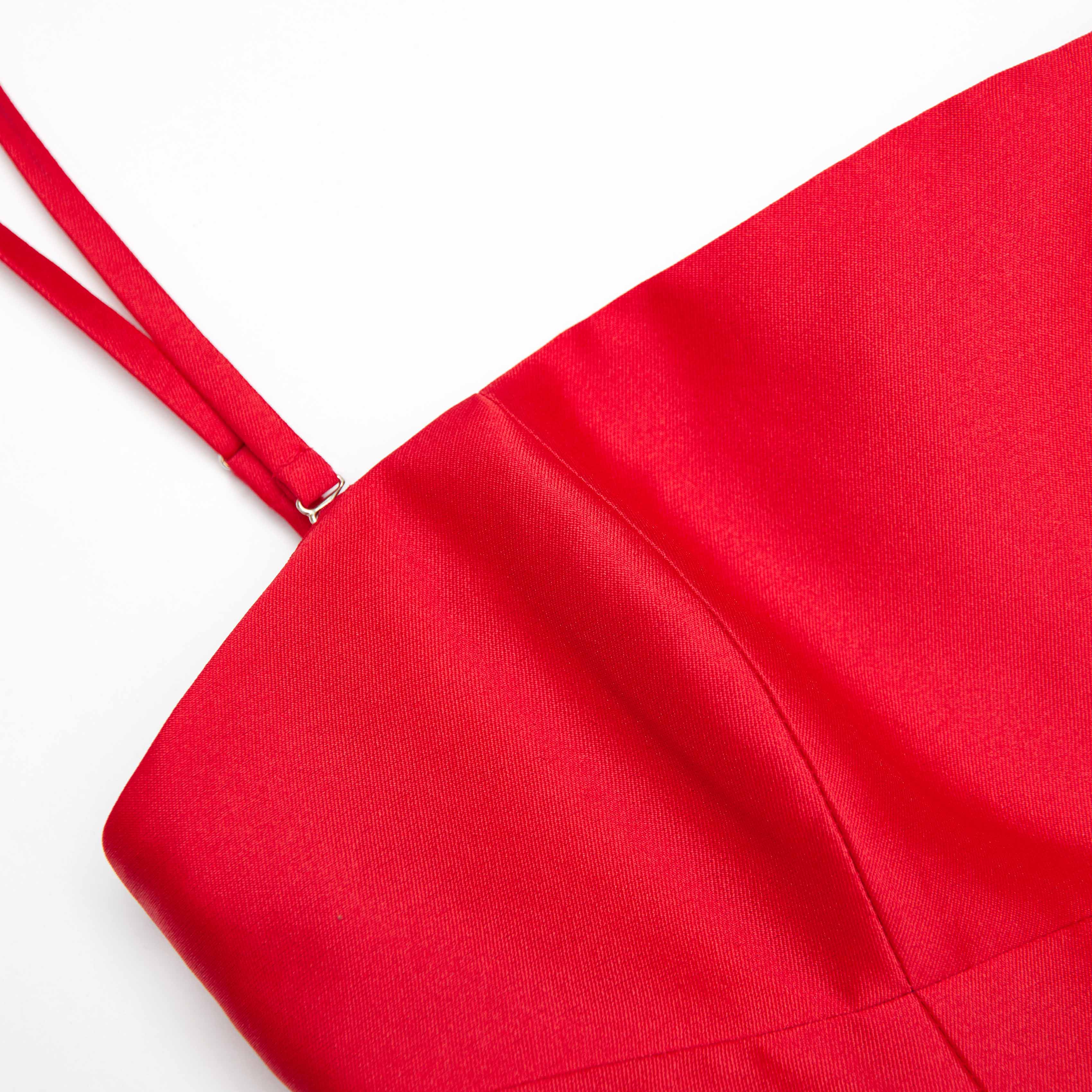 Red Taffeta Midi Dress