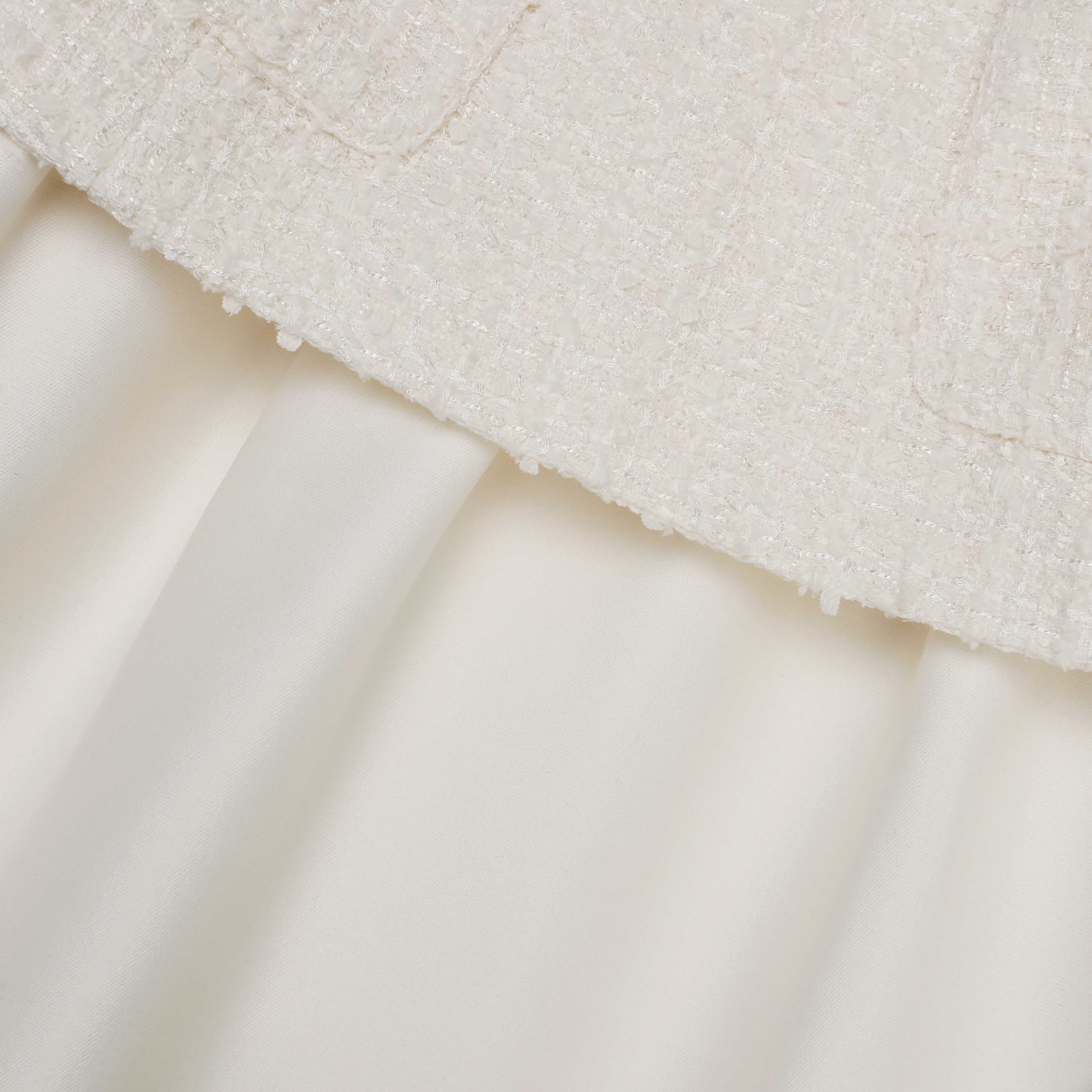 Cream Boucle Taffeta Midi Dress