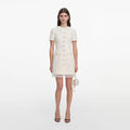 Cream Boucle Lace Trim Mini Dress