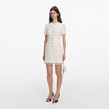 Cream Boucle Lace Trim Mini Dress