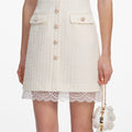 Cream Boucle Lace Trim Mini Dress