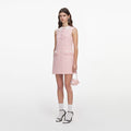 Pink Boucle Lace Collar Mini Dress
