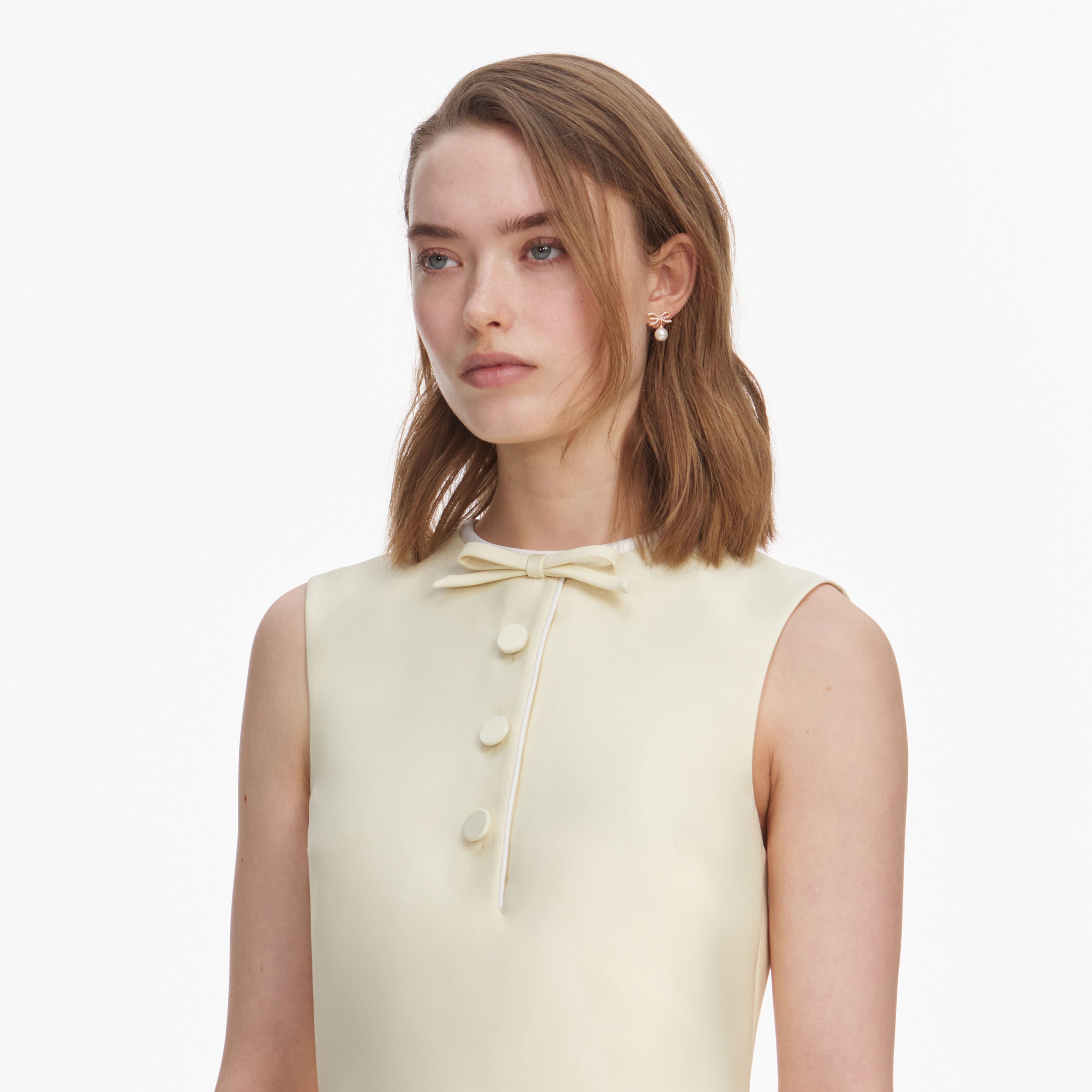 Yellow Taffeta Bow Mini Dress