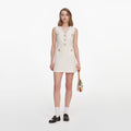 Cream Sleeveless Boucle Mini Dress