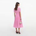 Pink Georgette Tie Neck Midi Dress