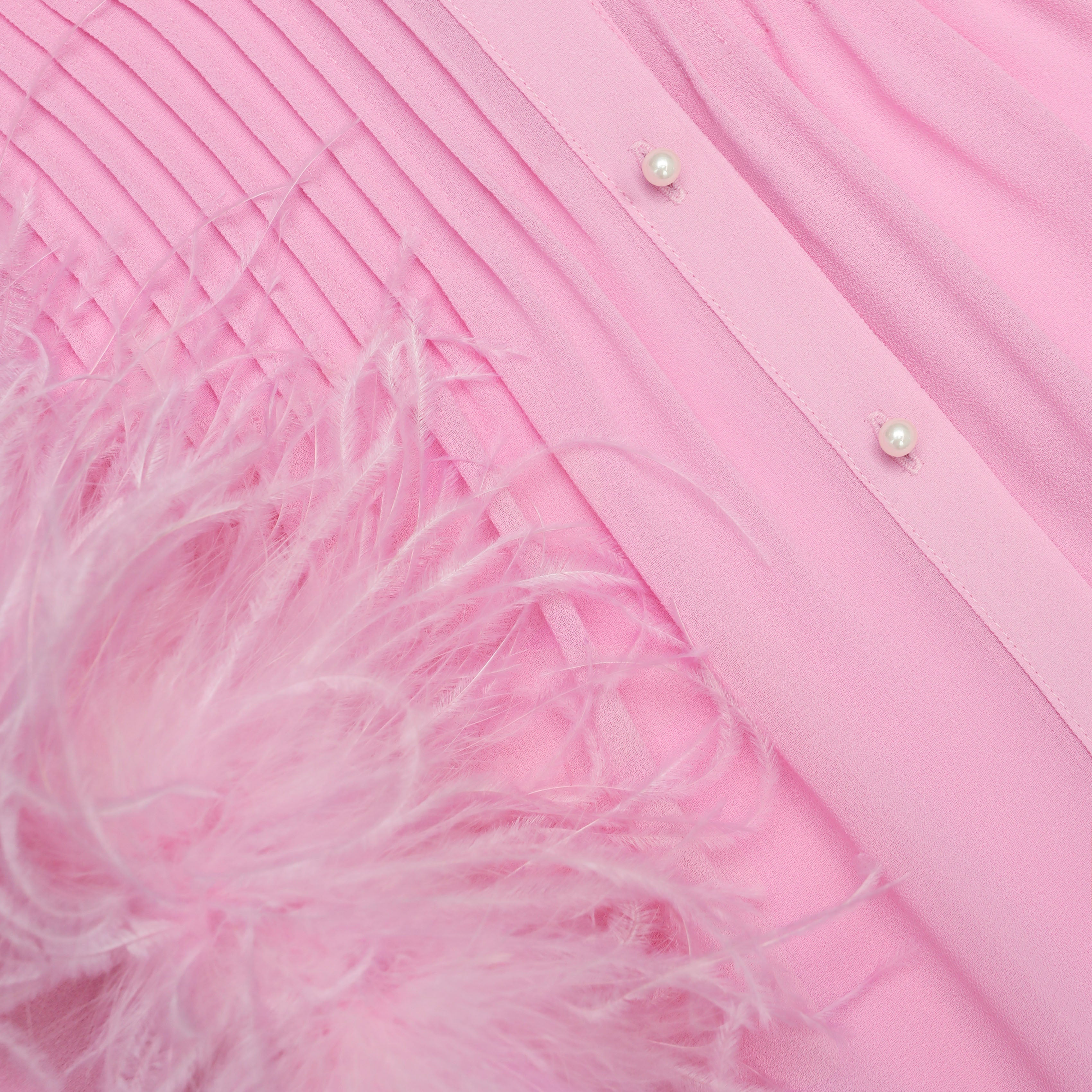 Pink Georgette Feather Cuff Maxi Dress