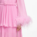 Pink Georgette Feather Cuff Maxi Dress