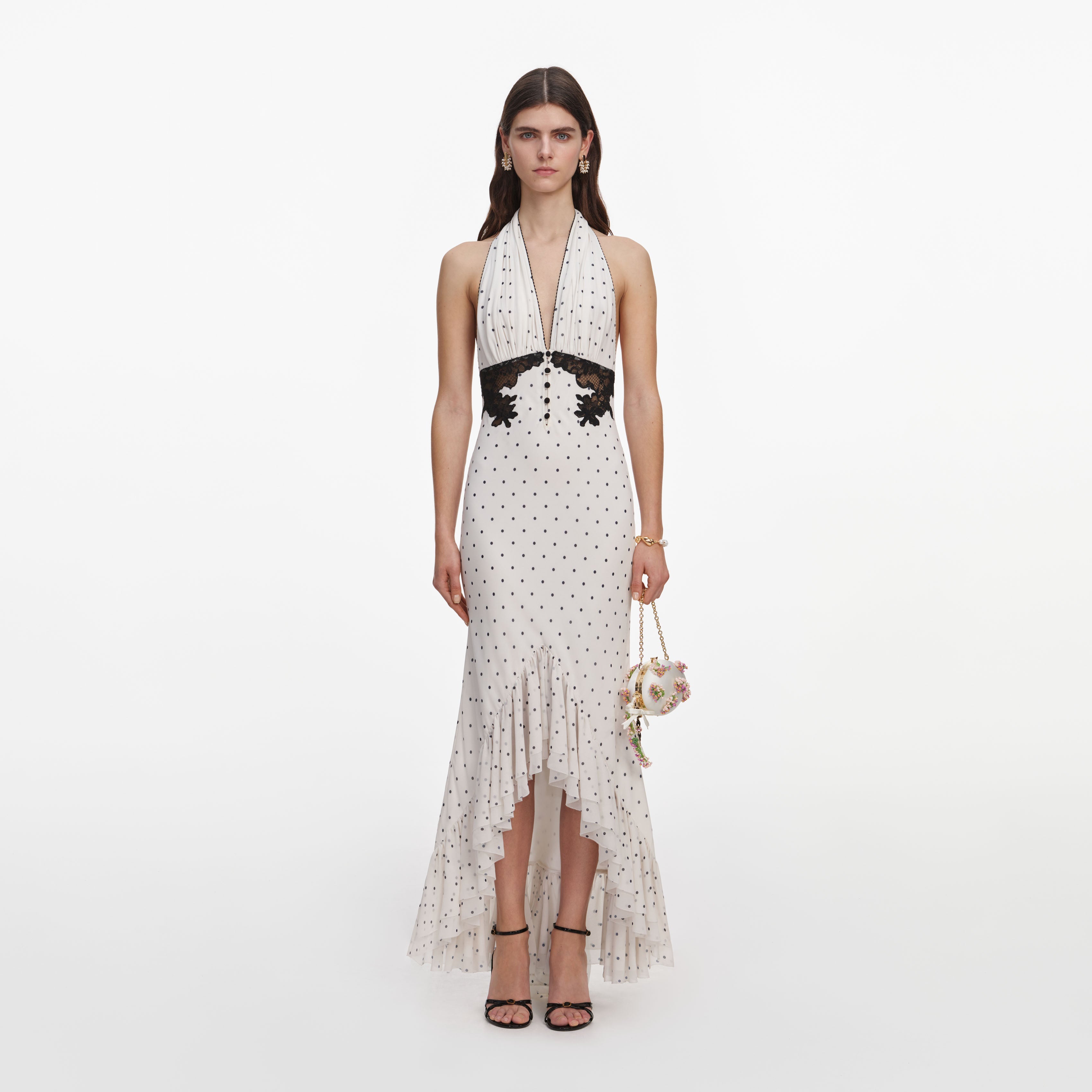 Polka Dot Halter Neck Midi Dress