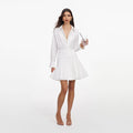 White Cotton Gathered Mini Dress