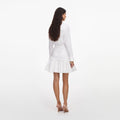 White Cotton Gathered Mini Dress