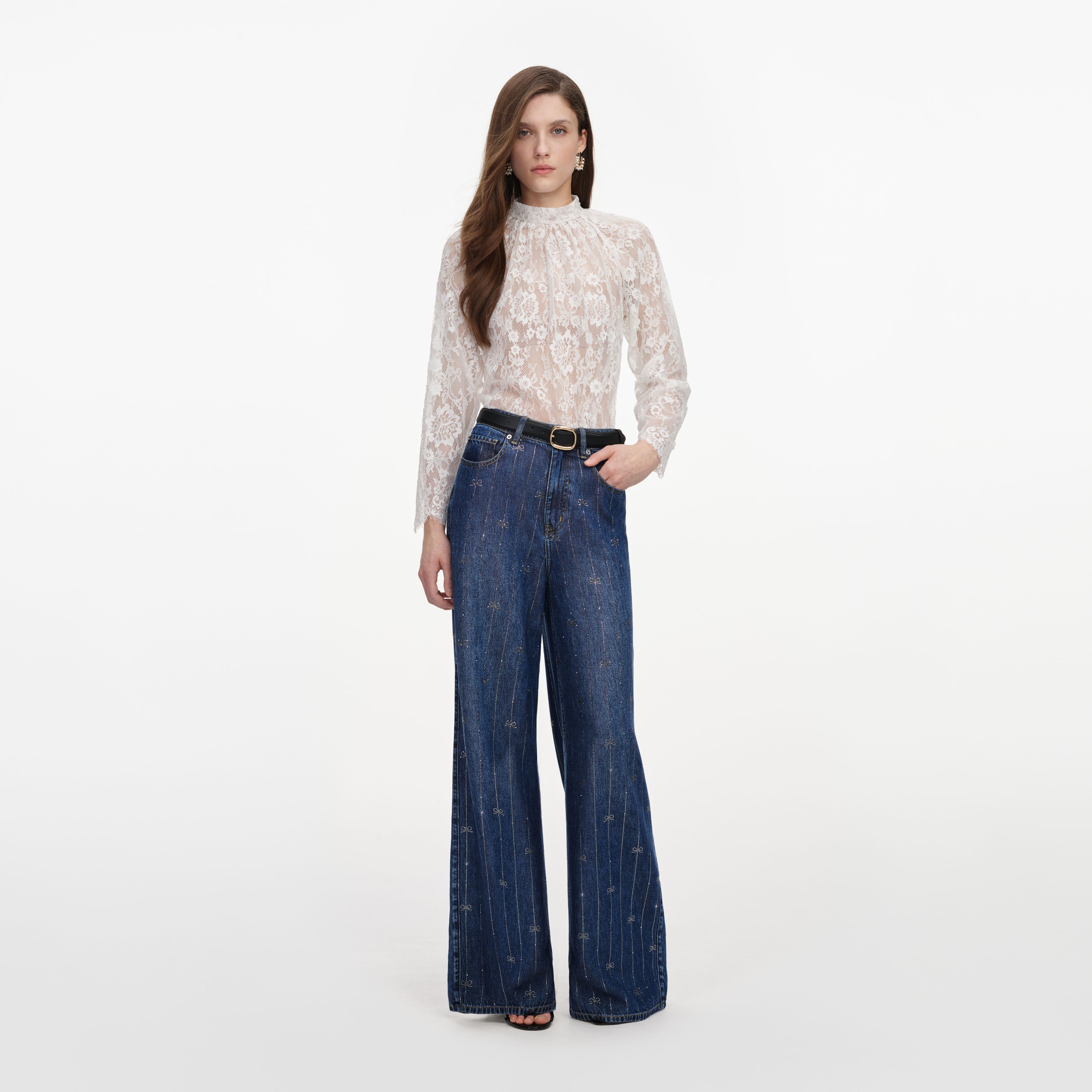Rhinestone Stripe Denim Jeans