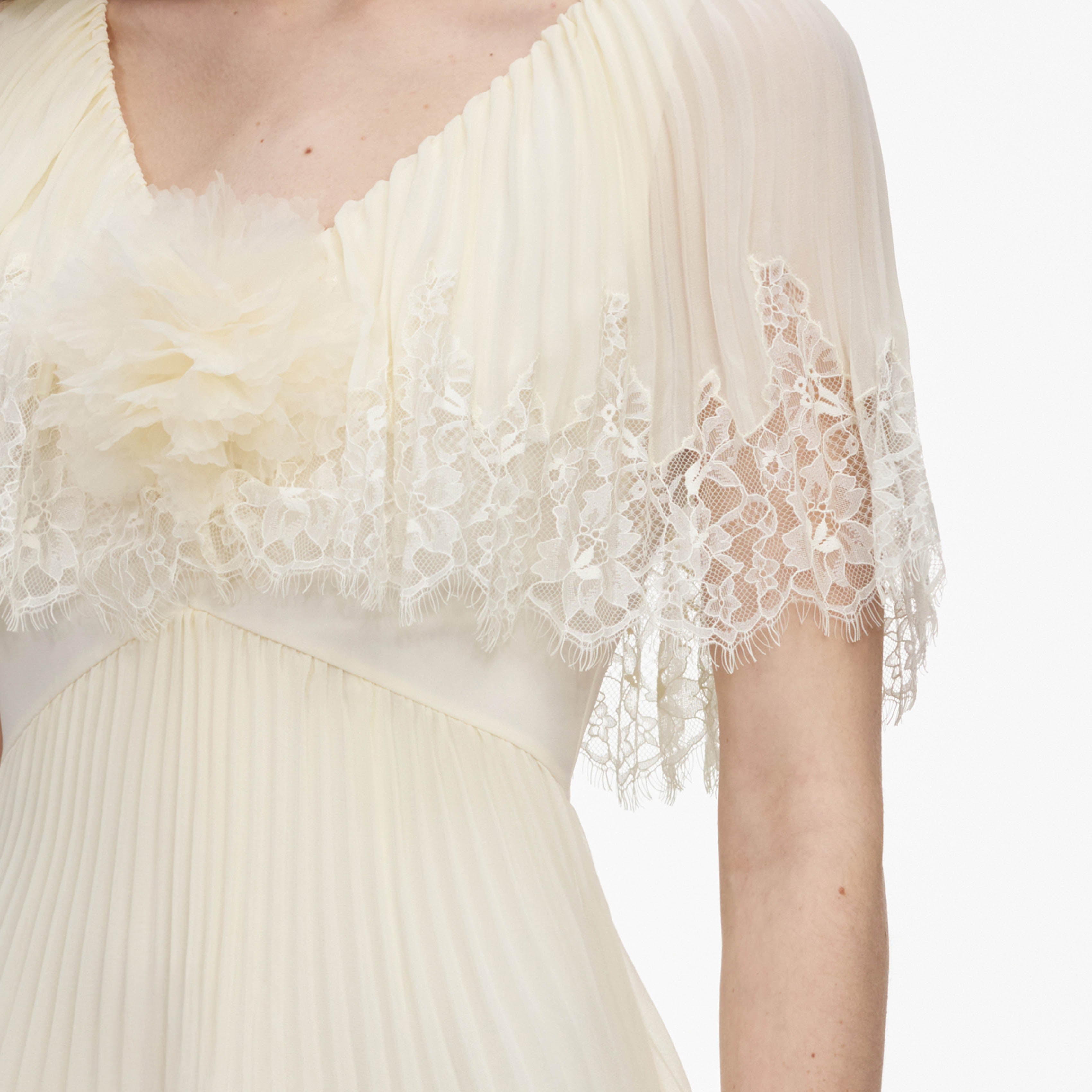 Yellow Chiffon Tiered Midi Dress