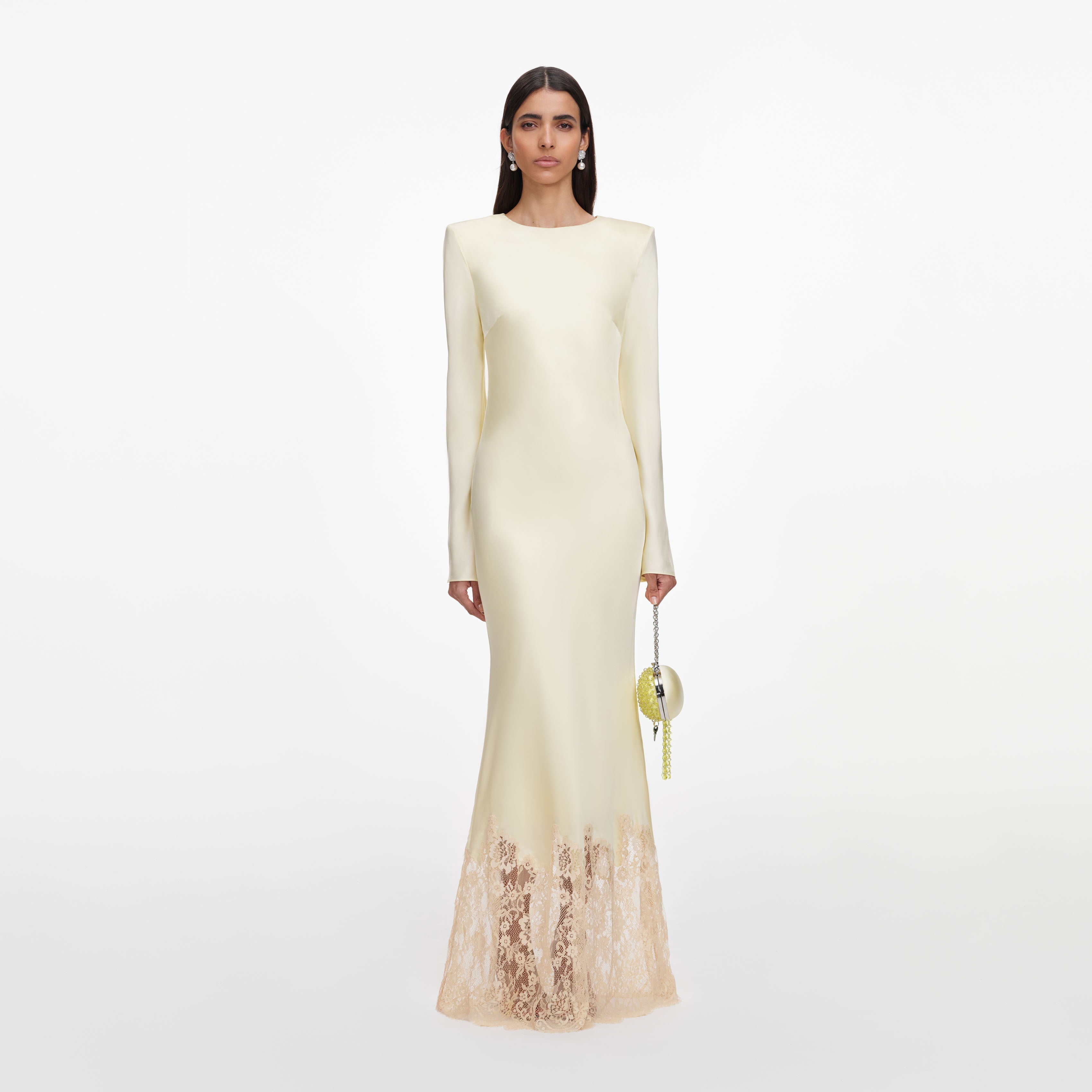 Yellow Viscose Lace Maxi Dress