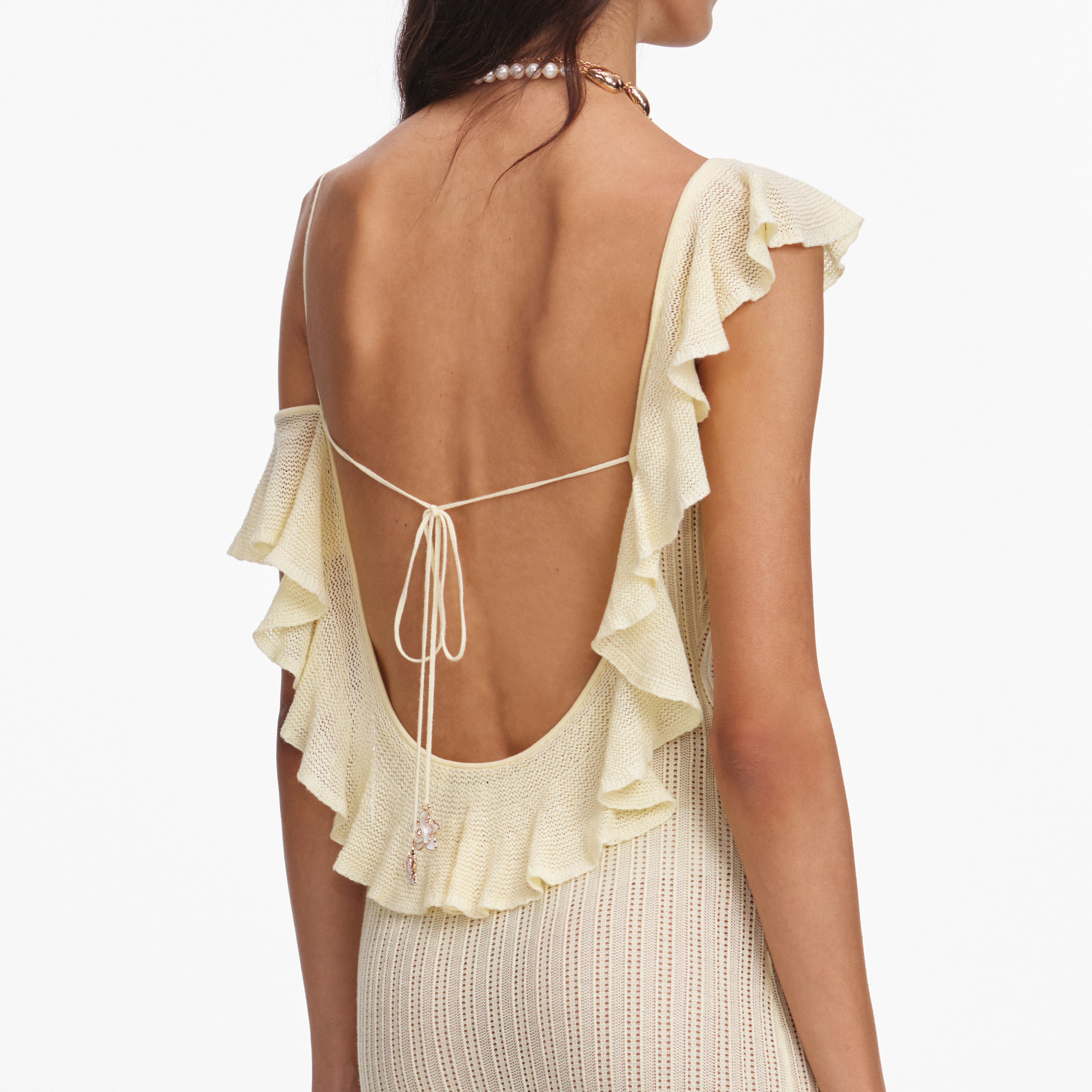 Yellow Ruffle Knit Maxi Dress