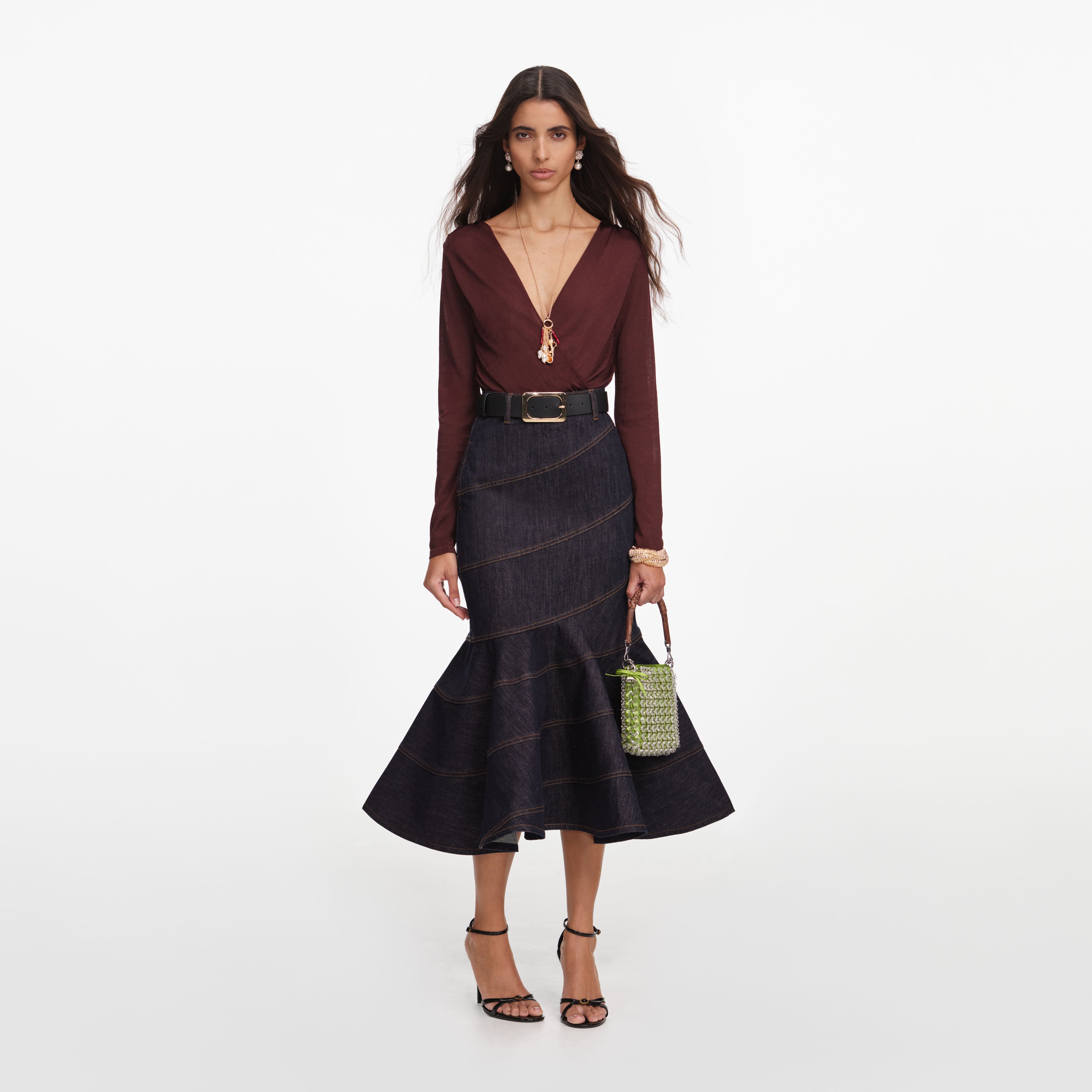 Brown Viscose Knit Bodysuit