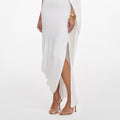 White Viscose Knit Drape Maxi Dress