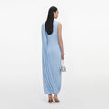 Blue Jersey Draped Maxi Dress