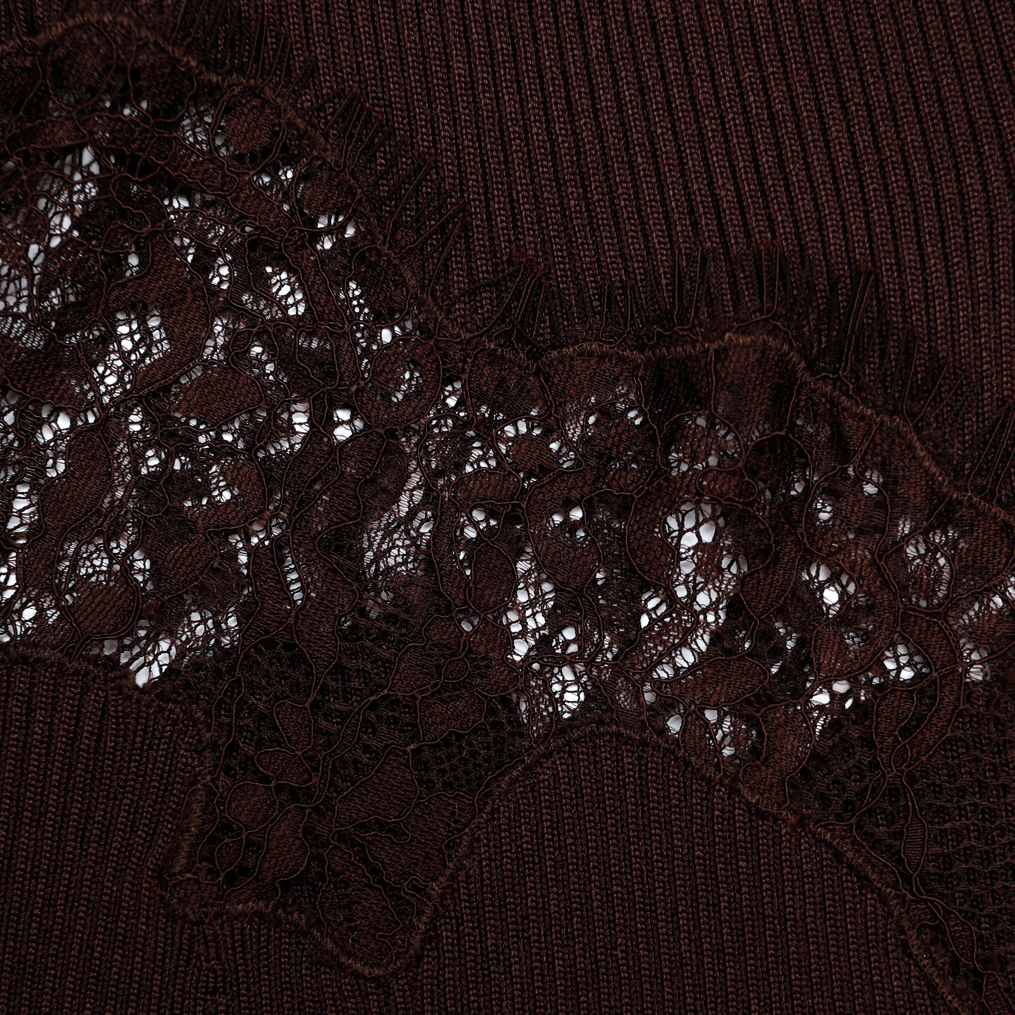 Brown Ribbed Knit Midi Dress