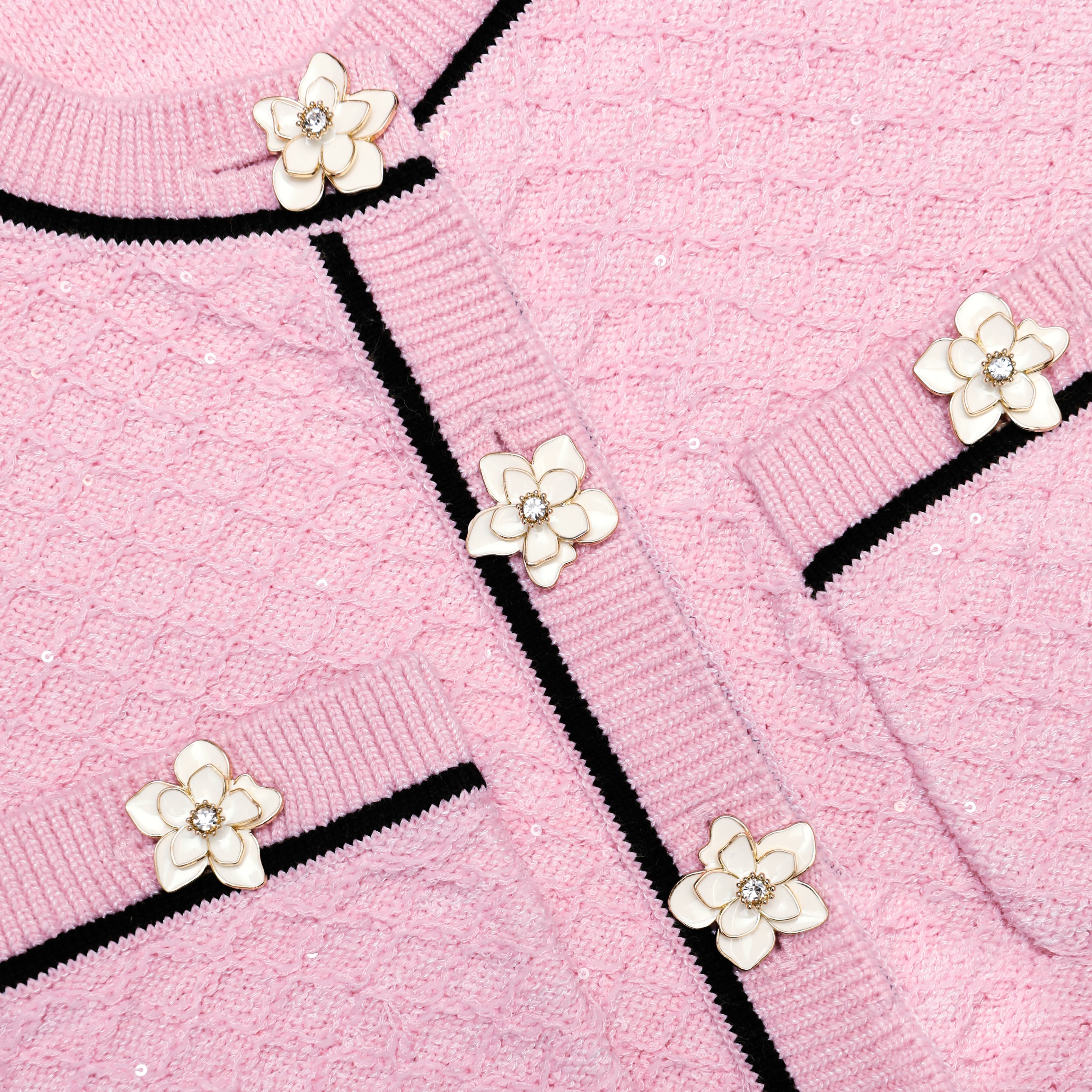 Pink Flower Knit Top