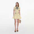 Yellow Pointelle Knit Mini Dress