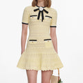 Yellow Pointelle Knit Mini Dress