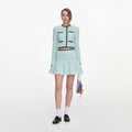 Mint Pointelle Knit Mini Skirt