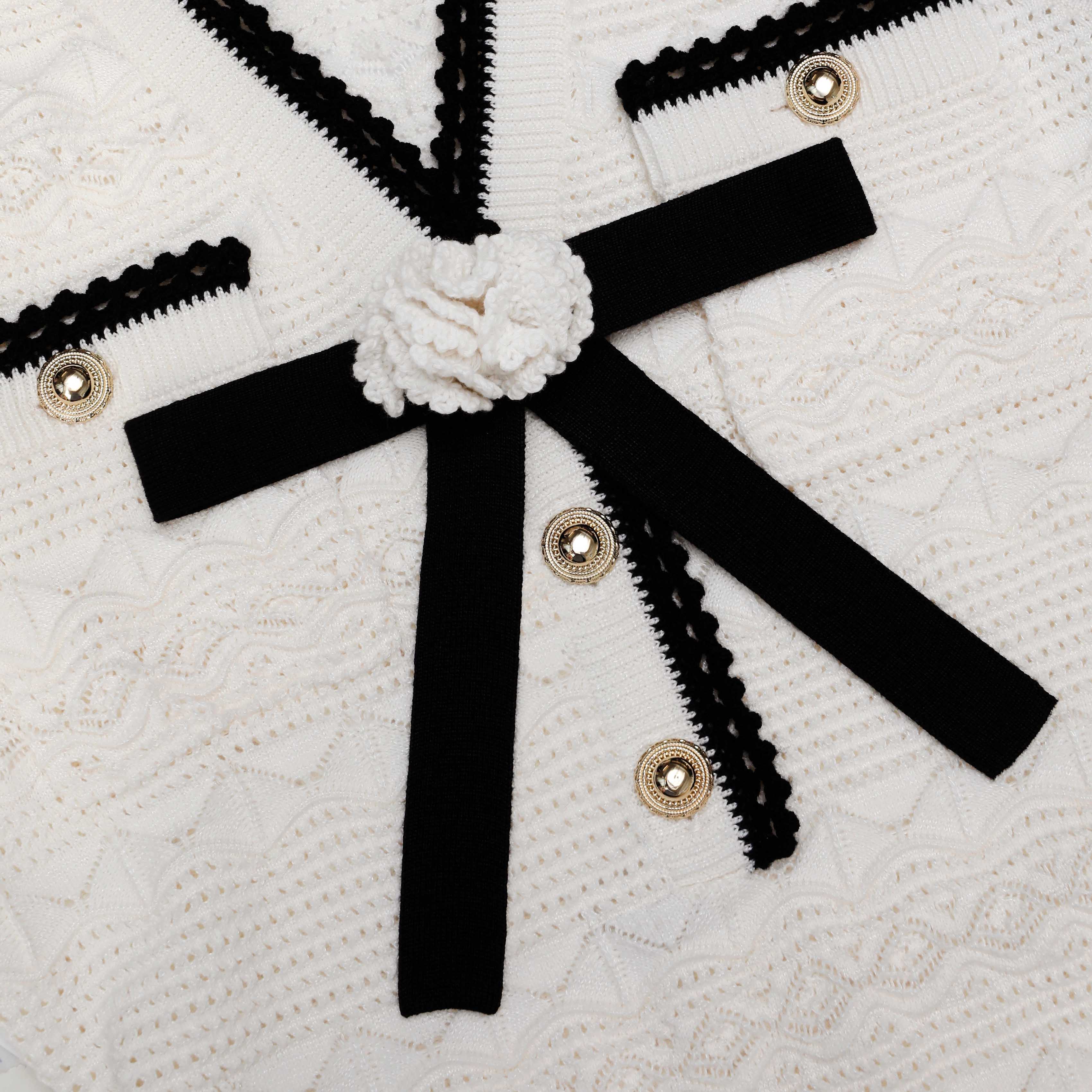 White Pointelle Knit Midi Dress