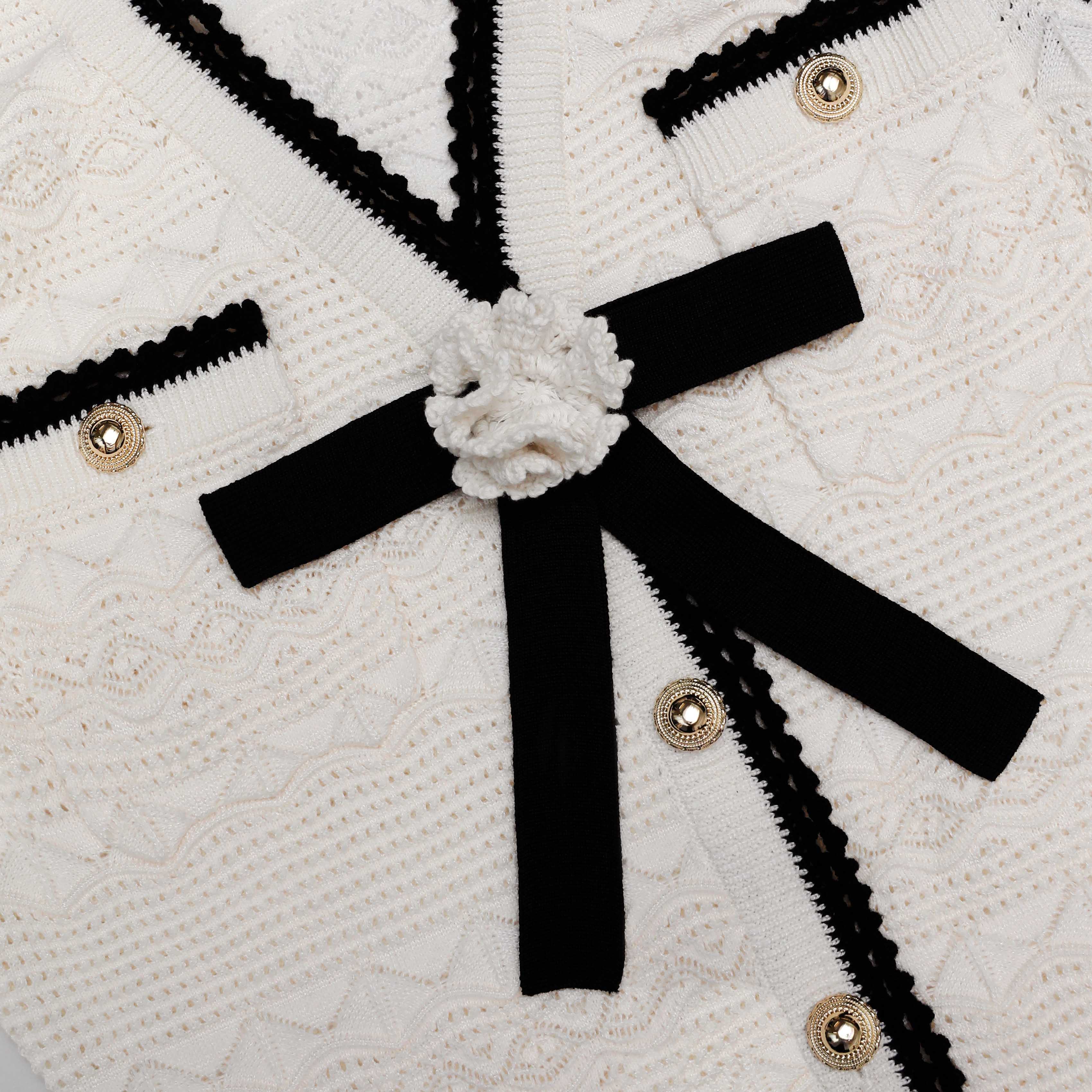 White Pointelle Knit Mini Dress