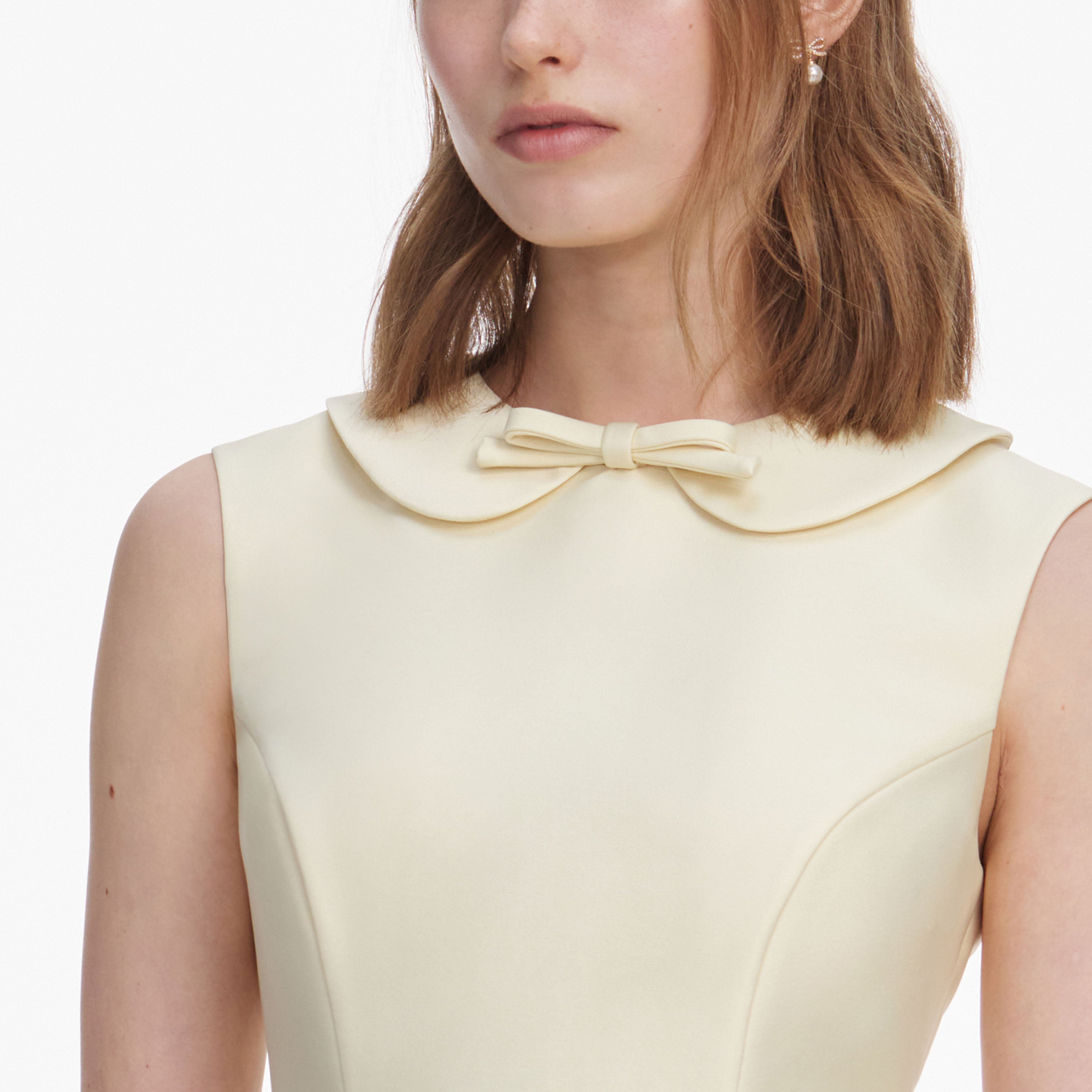 Yellow Taffeta Collared Midi Dress