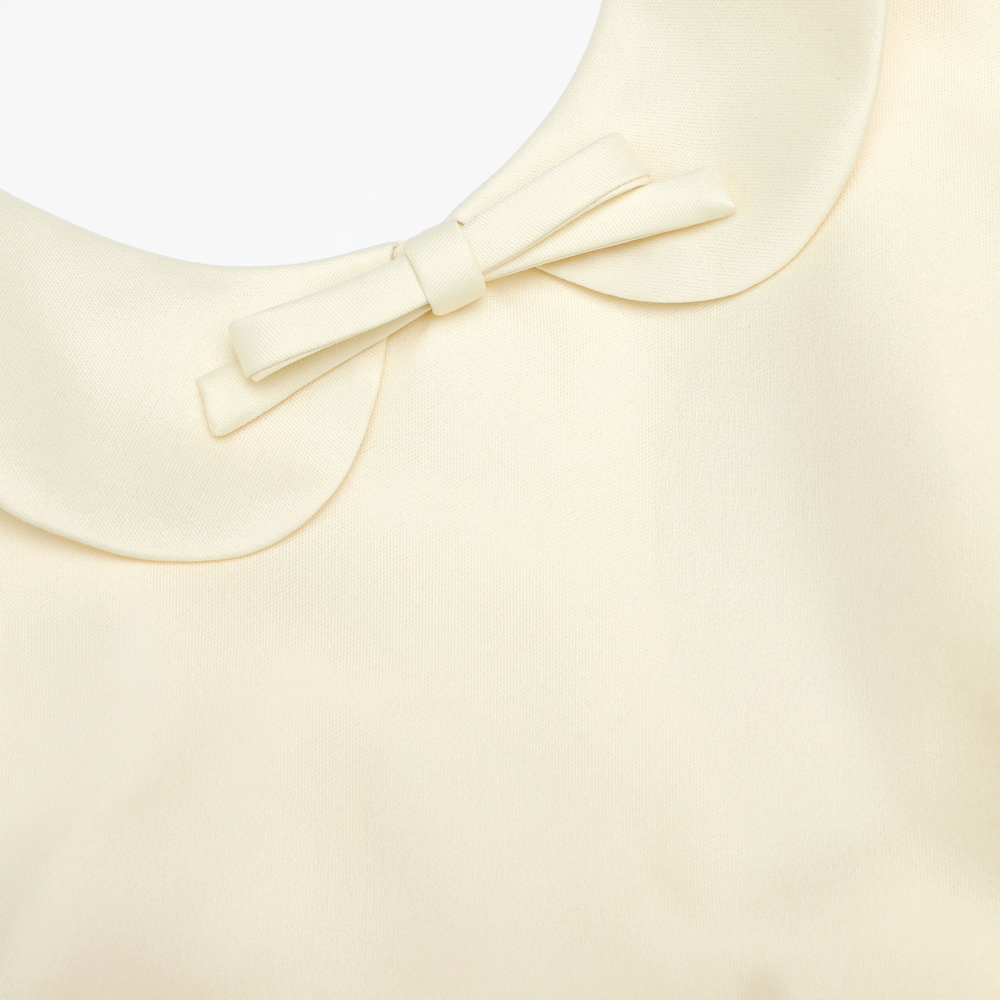 Yellow Taffeta Collared Midi Dress