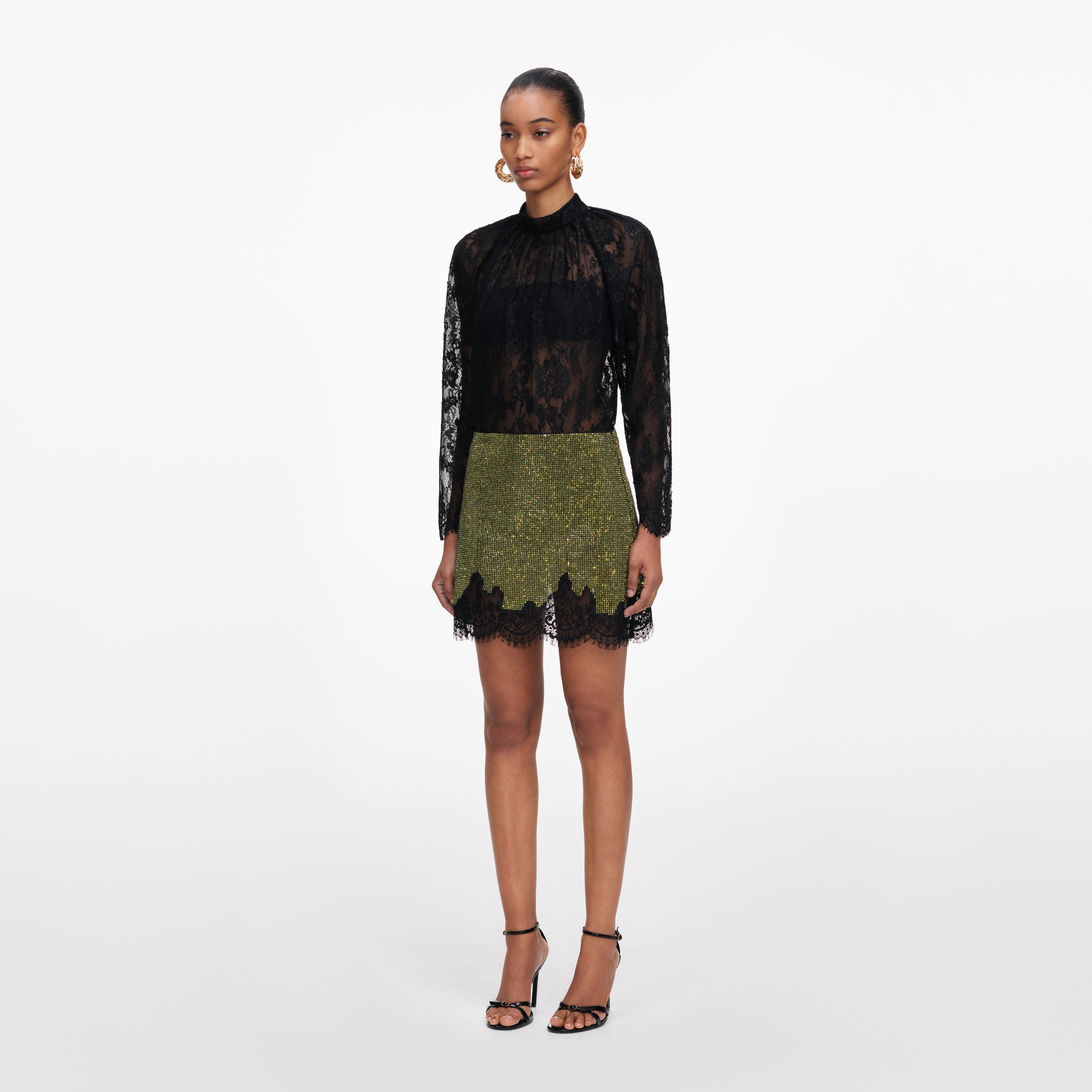 Green Crystal Chainmail Mini Skirt