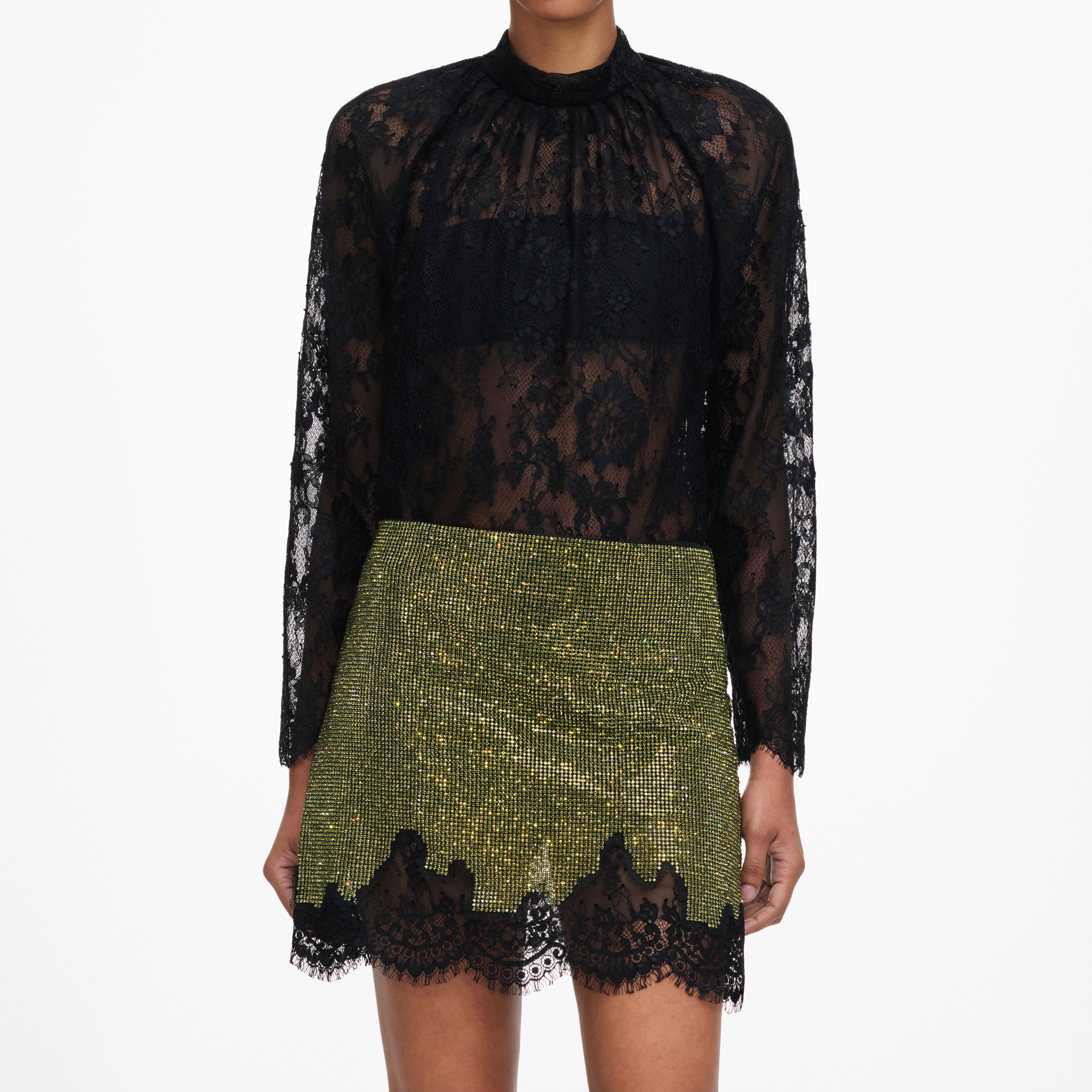 Green Crystal Chainmail Mini Skirt