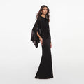 Black Viscose Knit One Shoulder Maxi Dress