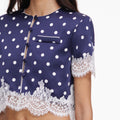 Navy Polka Dot Satin Top