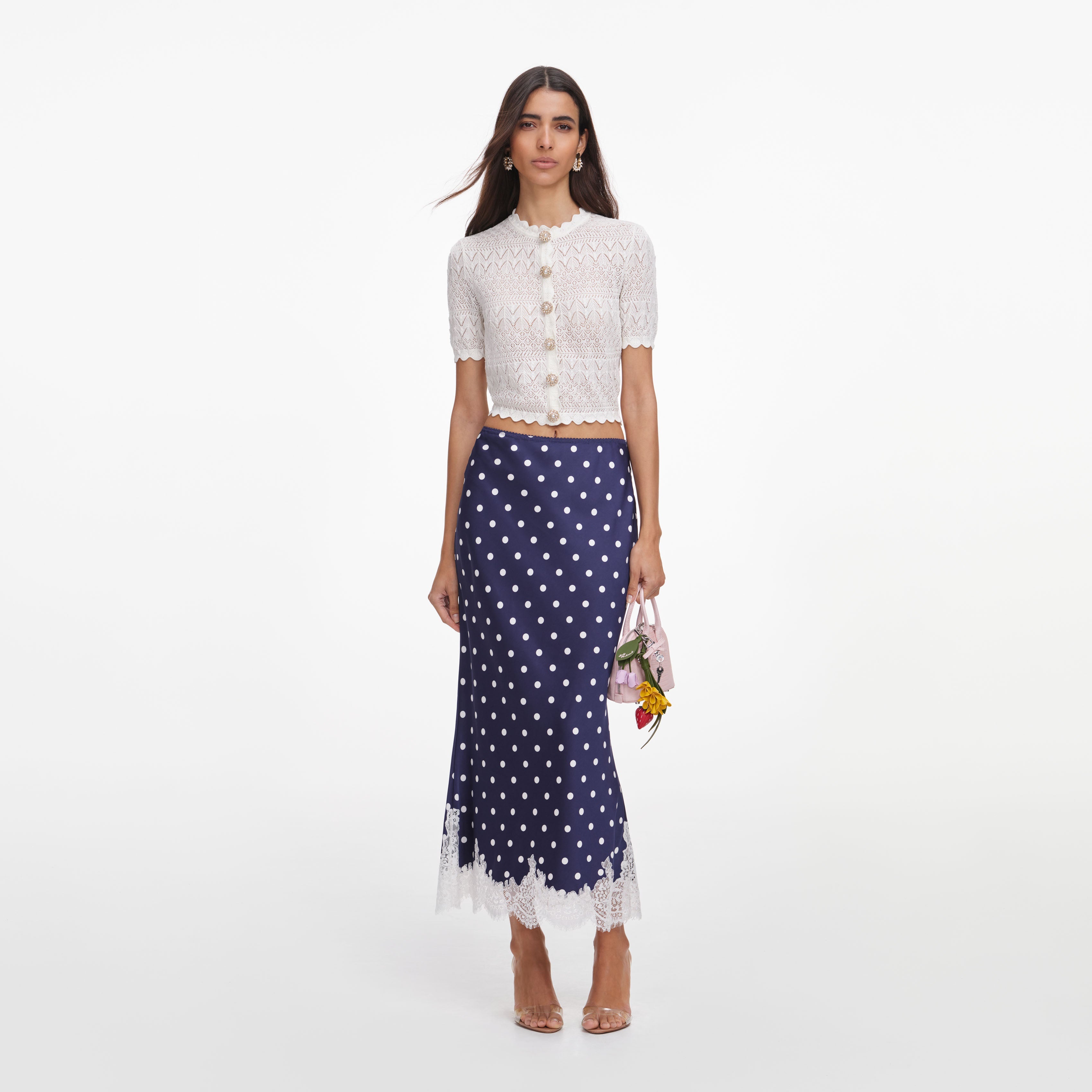 White Pointelle Knit Top