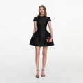 Black Taffeta Collared Mini Dress