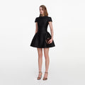 Black Taffeta Collared Mini Dress