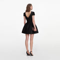 Black Taffeta Collared Mini Dress