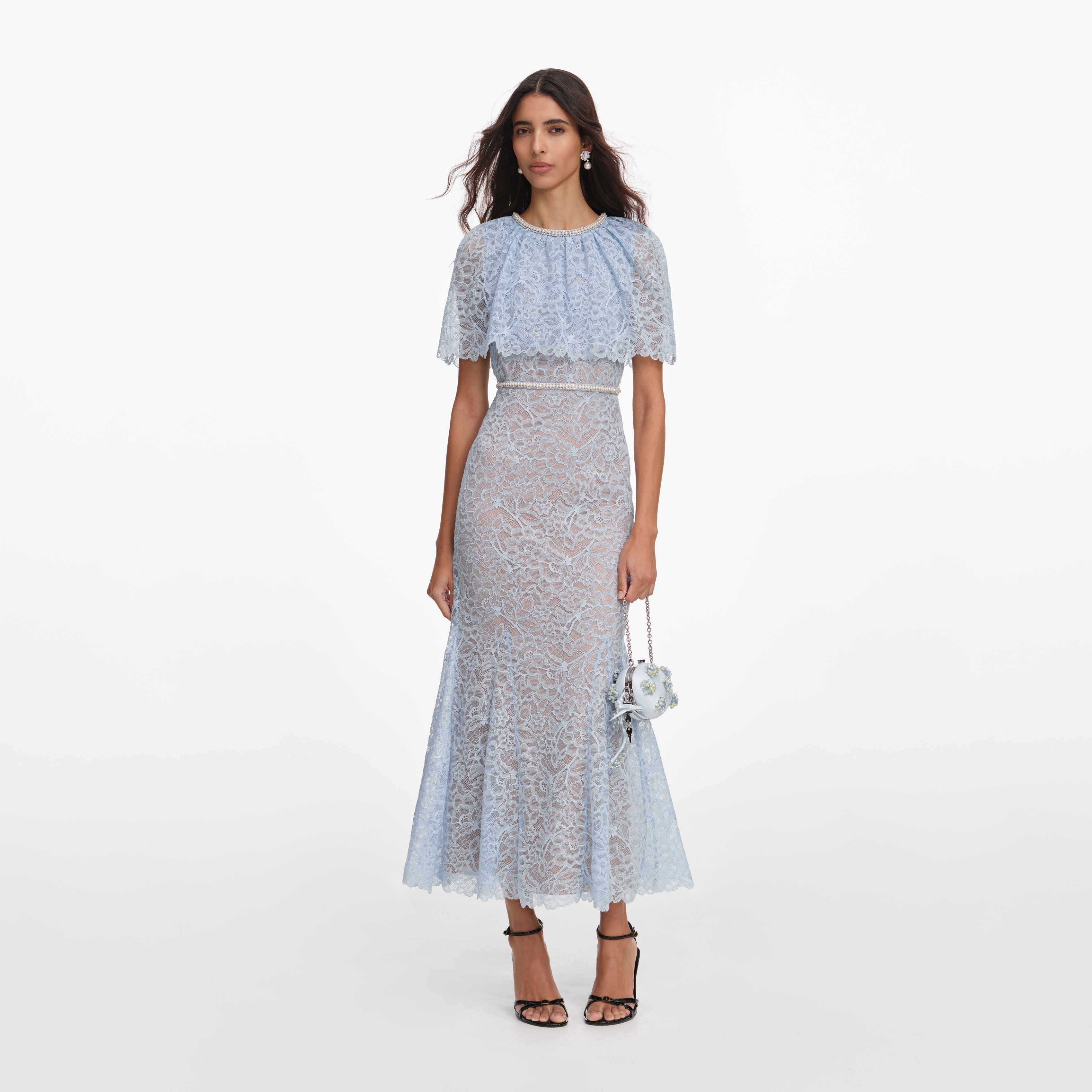E*様 Self Portrait Cord Lace Tiered Dress Pink Cord Lace Midi Dress – self-portrait-EU