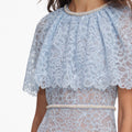 Blue Lace Cape Midi Dress