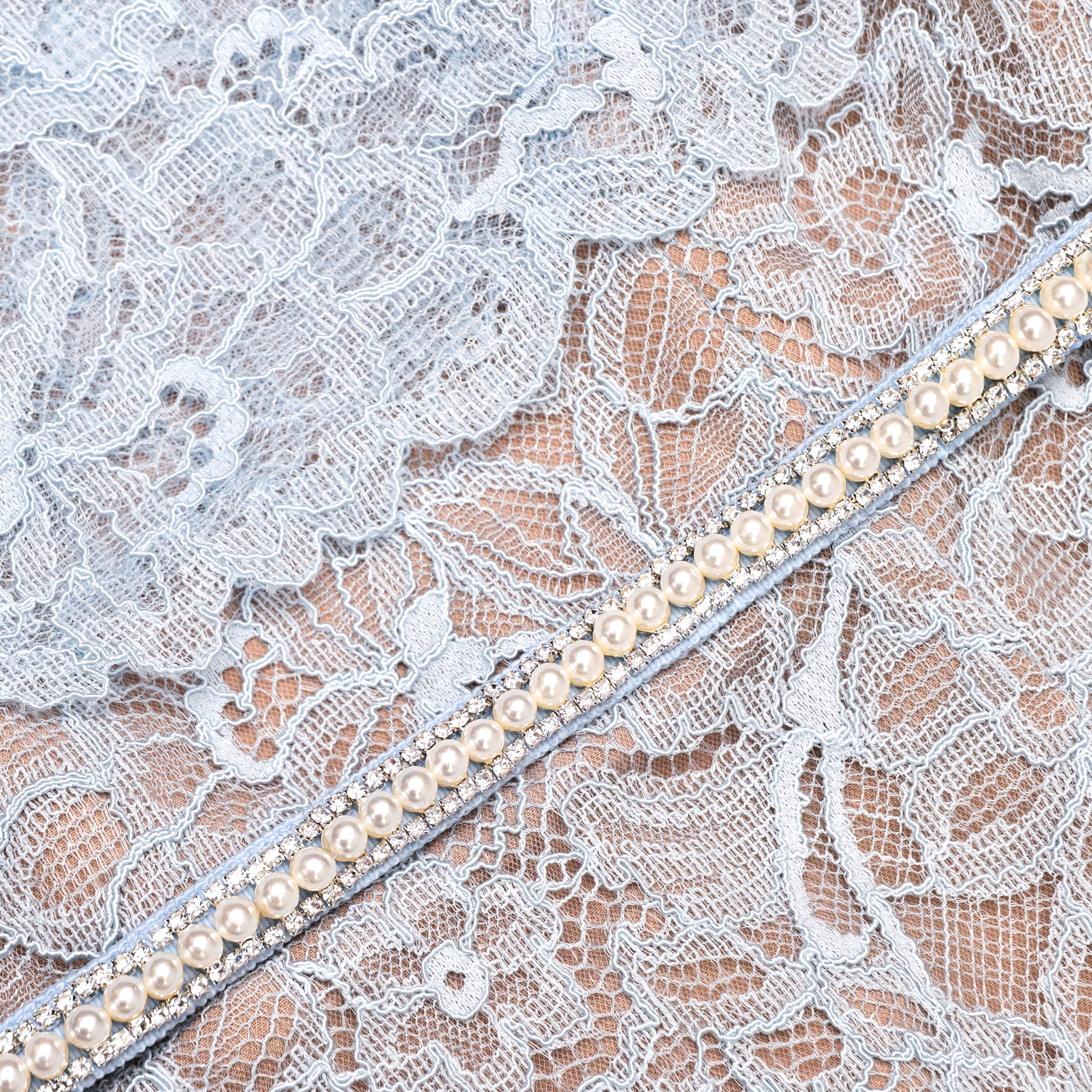 Blue Lace Cape Midi Dress