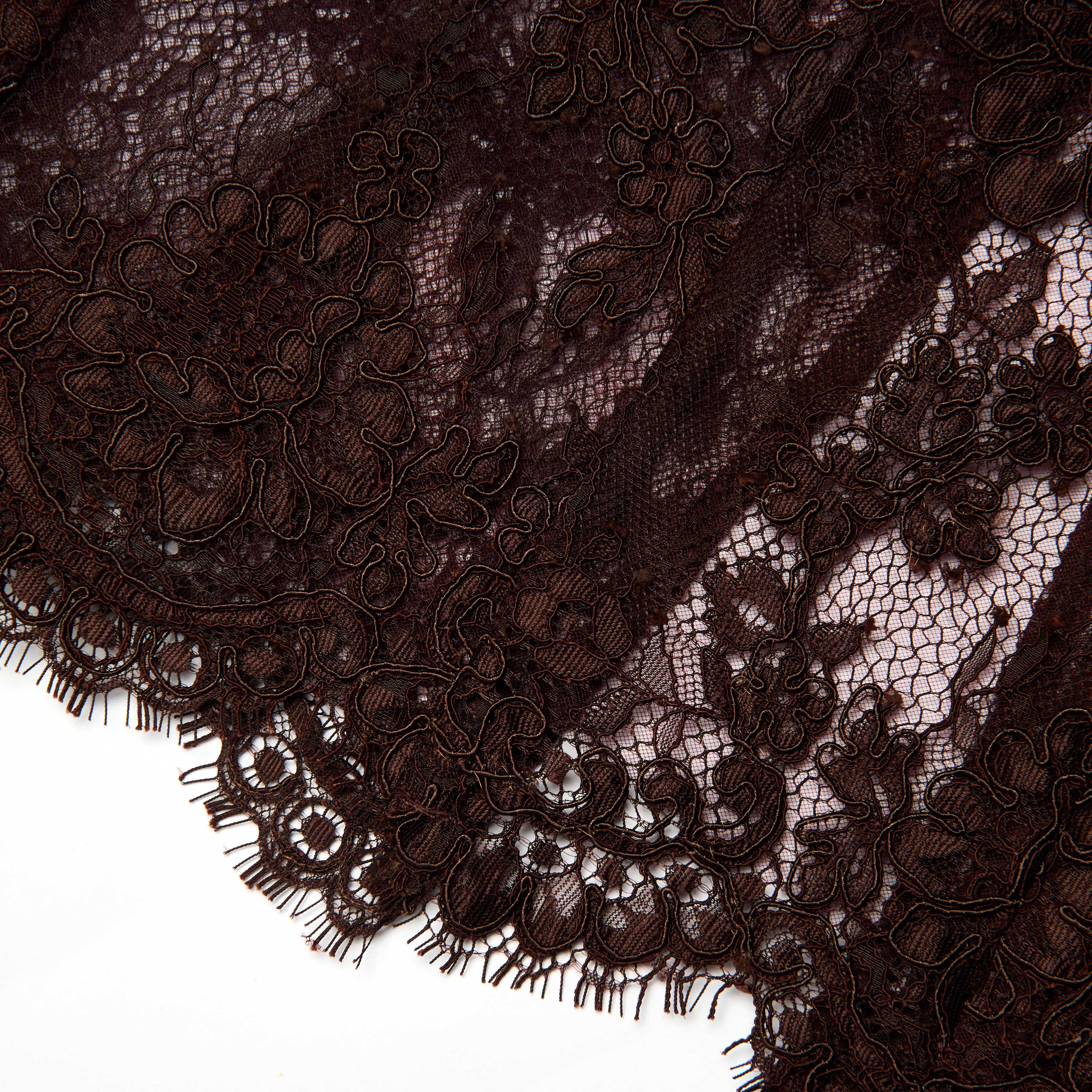 Brown Floral Lace Midi Dress