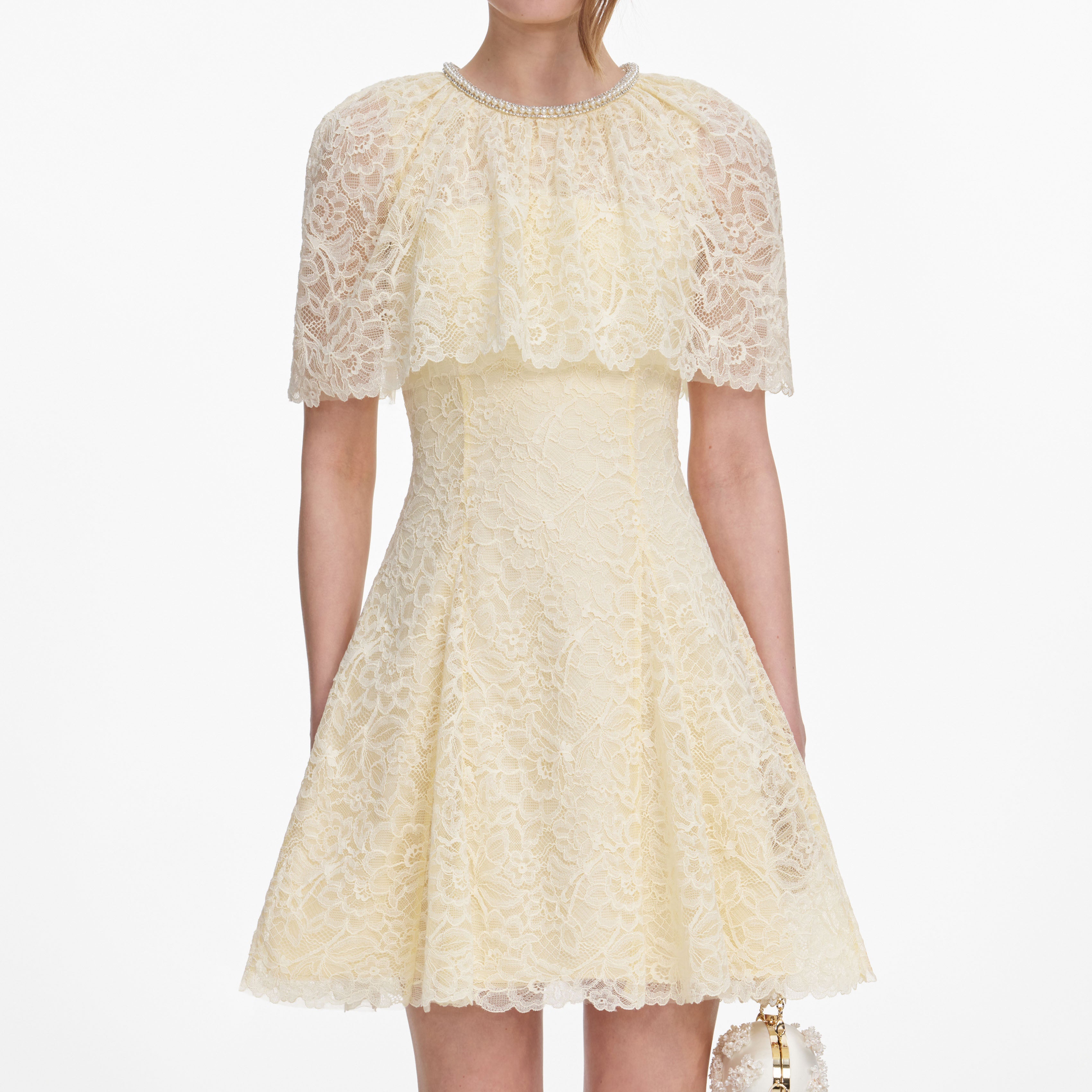 Yellow Lace Cape Mini Dress