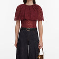Burgundy Lace Cape Top
