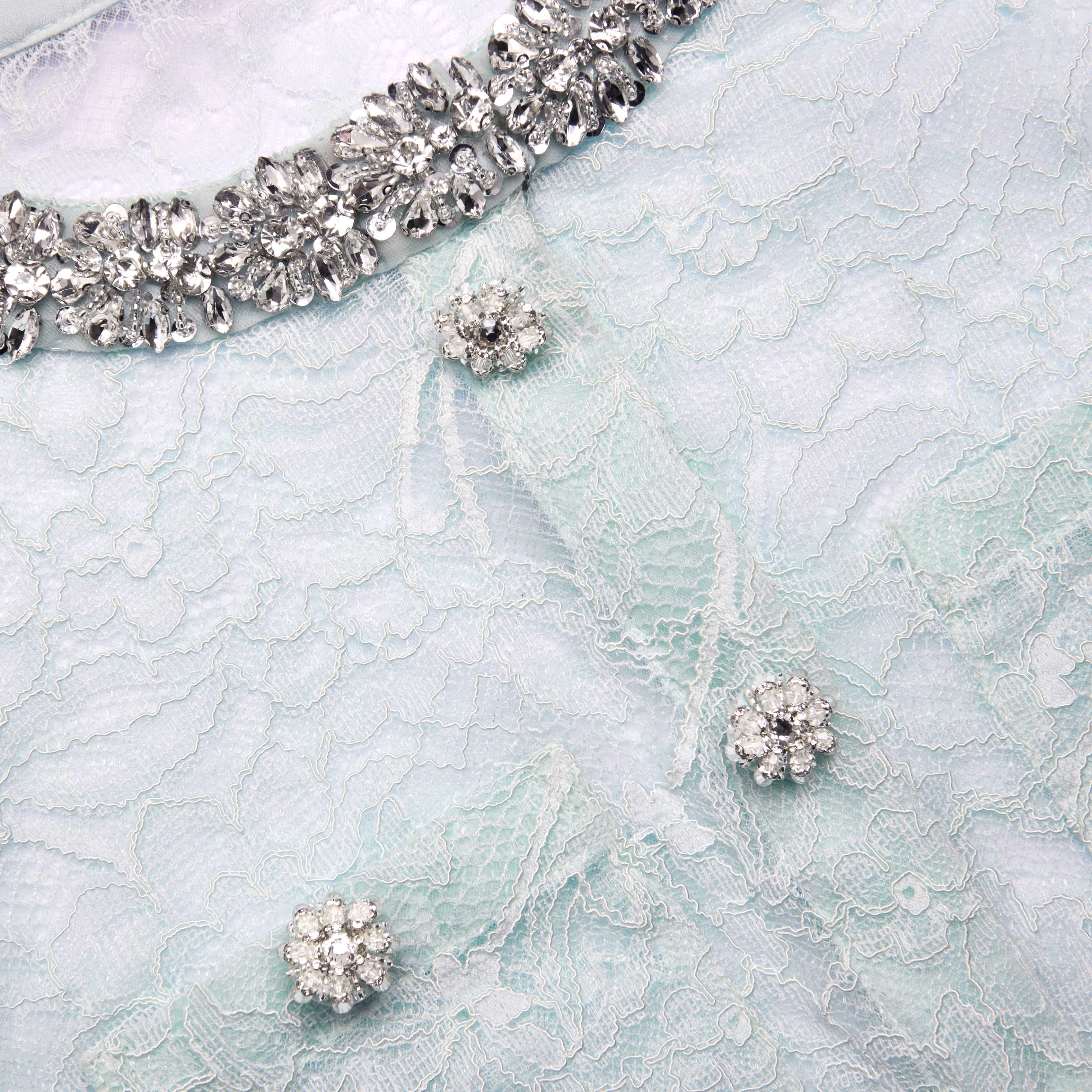 Mint Lace Crystal Embellished Jacket