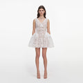 White Tulle Lace Mini Dress