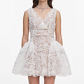 White Tulle Lace Mini Dress