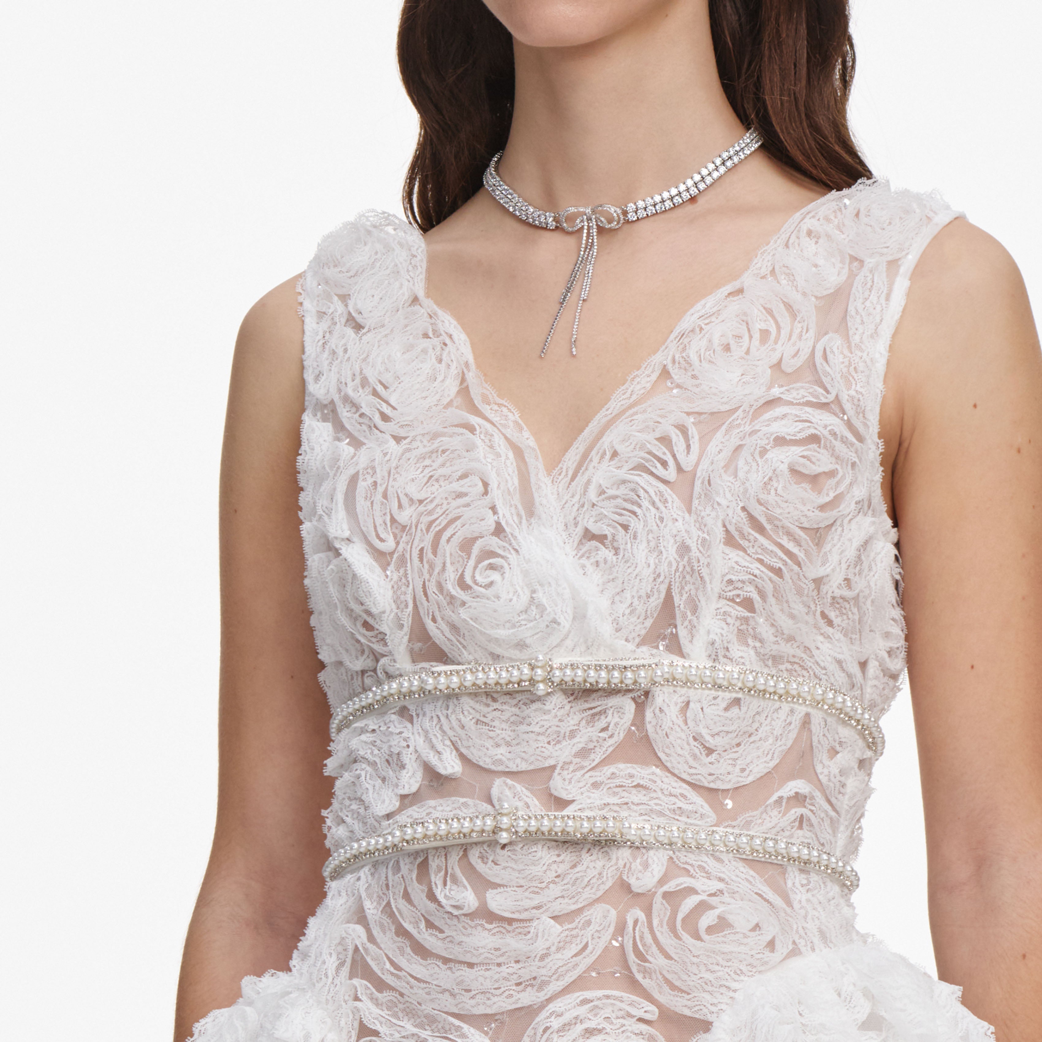 White Tulle Lace Mini Dress