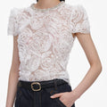 White Tulle Lace Top